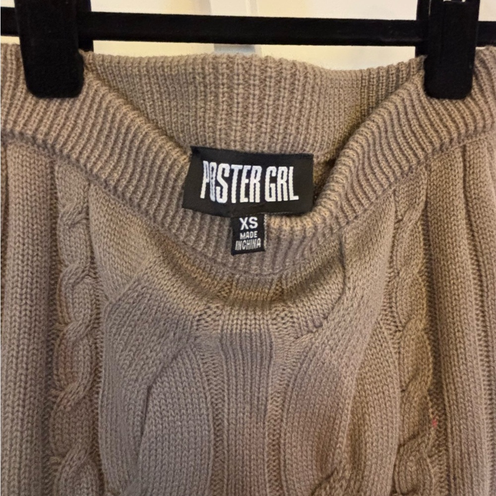 Poster Girl Tan Sweater Skirt Boho y2k XS